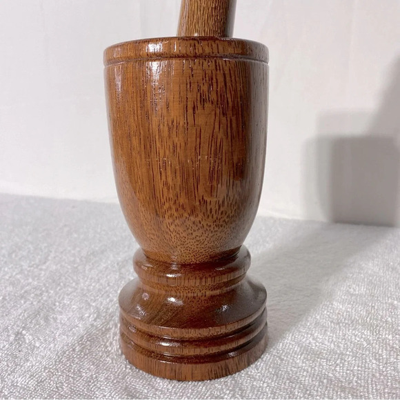 Vintage 1981  Handmade Tall Wood Apothecary Mortar And Pestle - Picture 5 of 15
